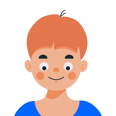 Genç adam suratı. Düz biçimli insan avatarının vektör illüstrasyonu.