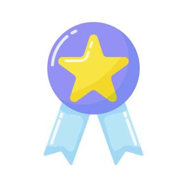 Kurdeleli ve yıldızlı ödül madalyası. Vektör illüstrasyonu