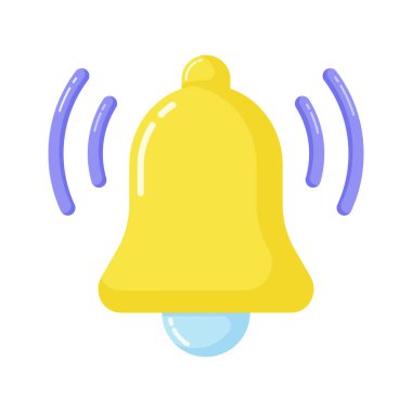 Haber çanı simgesi. Altın alarm zili, yaklaşan programa alarm vermek için çalkalanıyor..