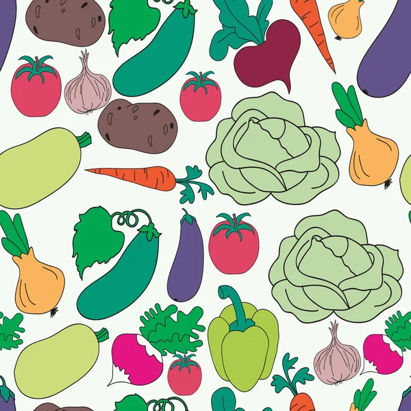 野菜のシームレスなパターンの割り当て — ストックベクタ