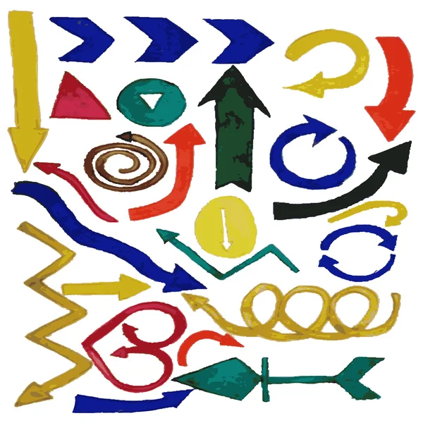 Conjunto de flechas de acuarela elementos de diseño pintados a mano — Vector de stock