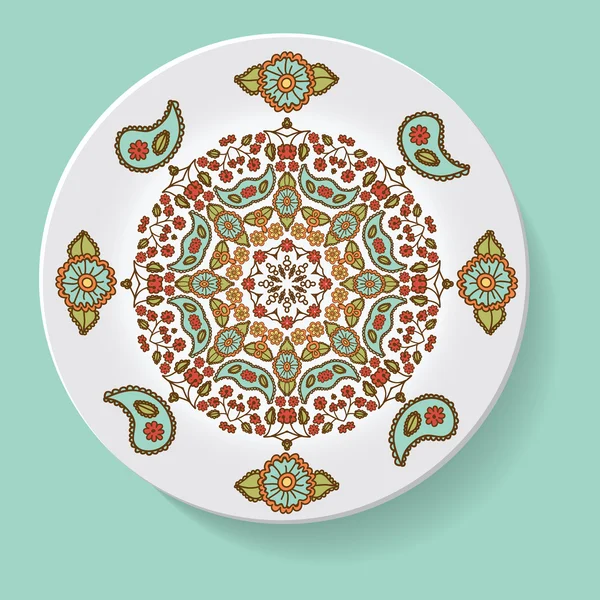 Teller mit Eleganz Stammesornament Mandala. Vektorillustration — Stockvektor