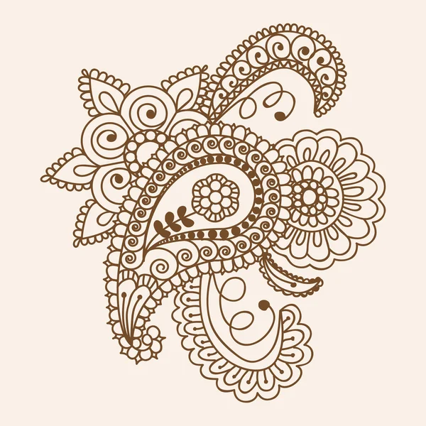 Henna Mehndi Doodles Abstract Floral Paisley Elementos de Design, Ma —  Vetores de Stock