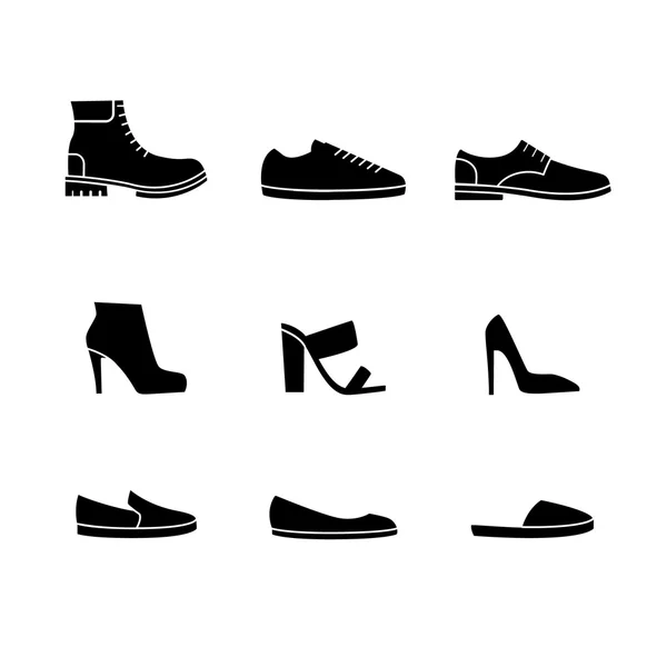Conjunto vetorial de sapatos silhuetas . —  Vetores de Stock