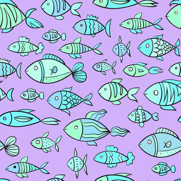 물고기와 바다없는 무늬. — 스톡 벡터