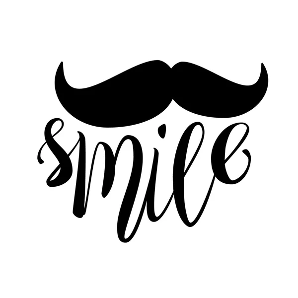 Moustache and smile brush lettering composition. — Stock Vector