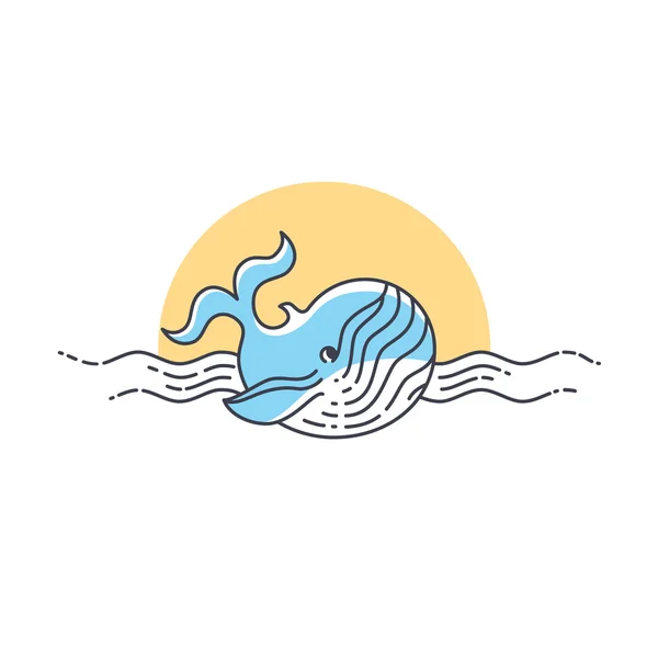 Whale line icon. Vector illustration. — Stock Vector