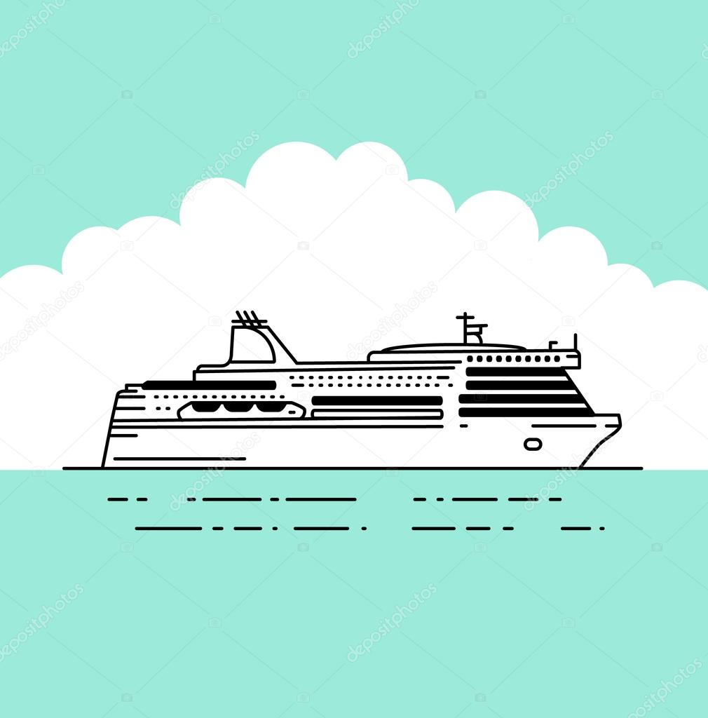 Vector flat ferryferry boat vector illustration