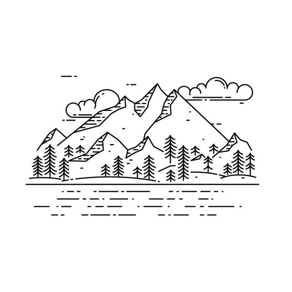 Vector flat linear landscape. — Stock Illustration Vector flat linear landscape. Royalty Free Stock Illustrations