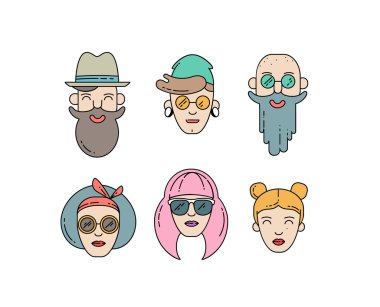 Gençler şık doğrusal vektör çizim