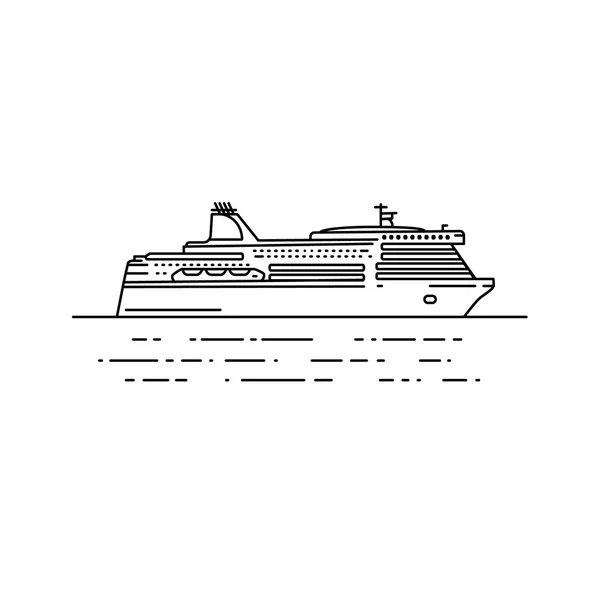 Fährschiff-Vektor-Illustration im linearen Stil. — Stockvektor