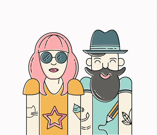 Kilka fajnych wektor hipster — Wektor stockowy