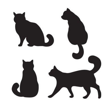 Cats set, vector silhouette