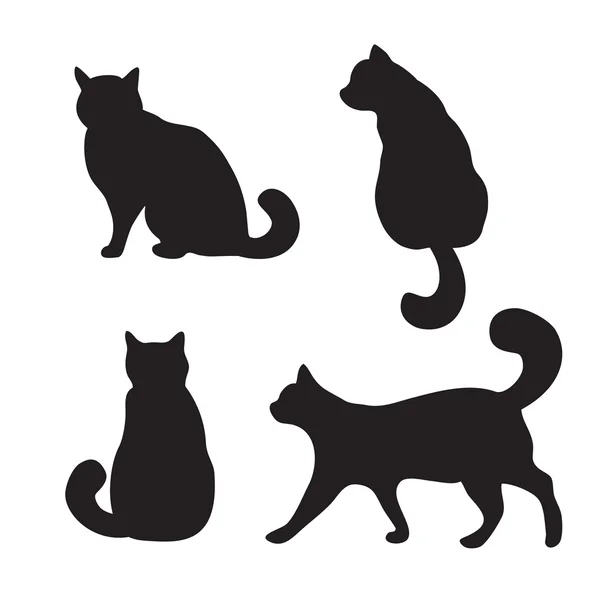 Conjunto de gatos, silueta vectorial — Archivo Imágenes Vectoriales