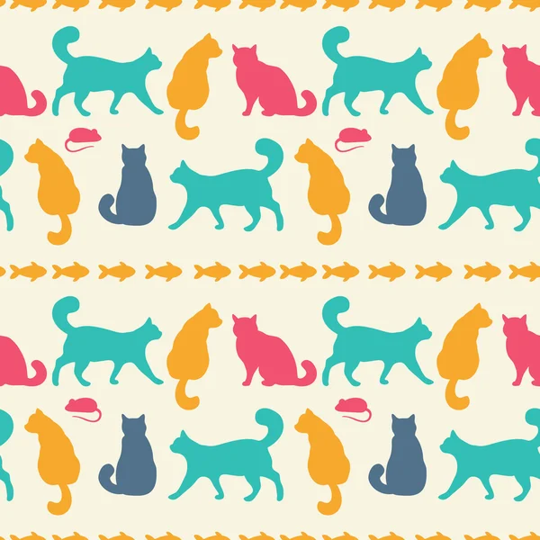 Patrón sin costura vectorial con gatos — Archivo Imágenes Vectoriales
