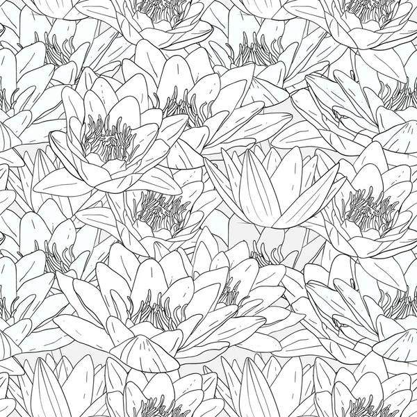 흰 백합 꽃으로 완벽 한 패턴, — 스톡 벡터
