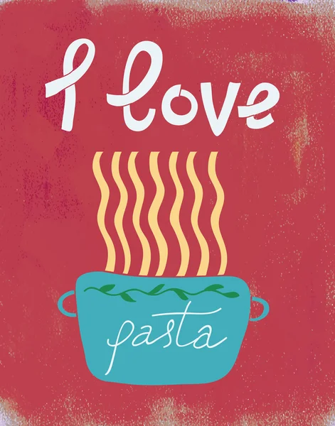 Spagetti retro poster, makarna seviyorum, 