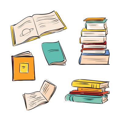 Elle çizilmiş renk kitap seti. 