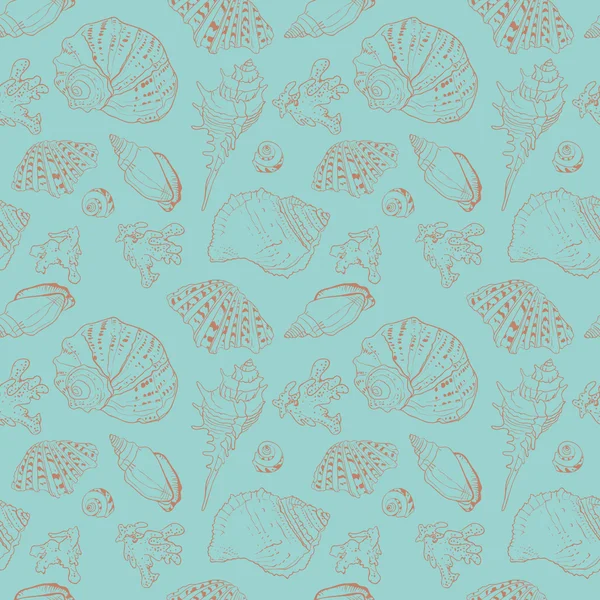 Vintage vector patrón sin costuras de conchas marinas — Archivo Imágenes Vectoriales