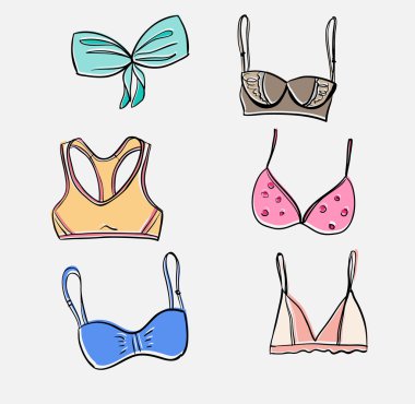 Vektör elle çizilmiş bra set