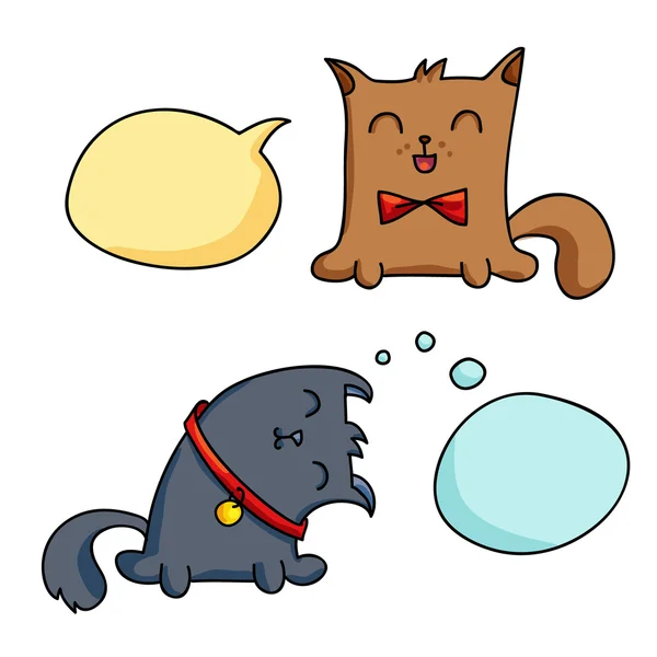 Carácter de gato y burbujas — Vector de stock