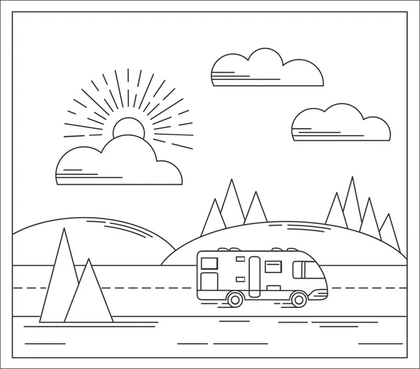 Ilustración de viaje vectorial en estilo lineal — Vector de stock