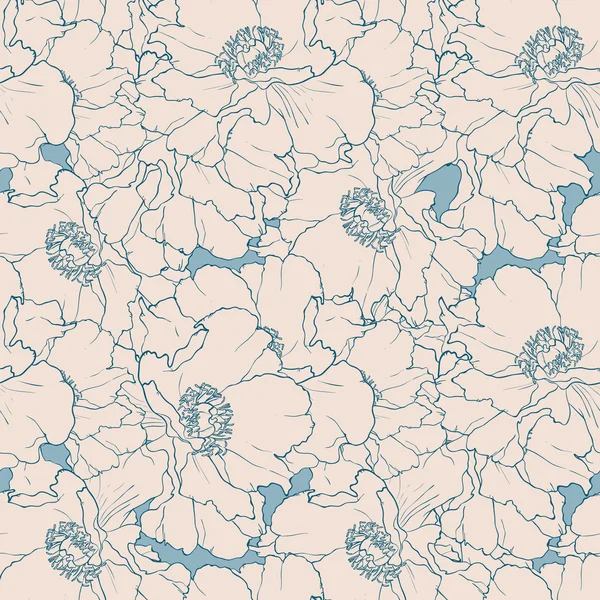 Beau motif floral sans couture sur fond bleu . — Image vectorielle