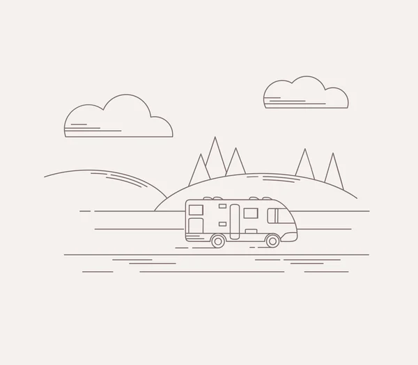 Ilustração de viagem em estilo linear — Vetor de Stock