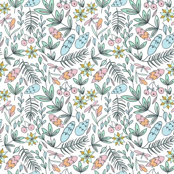 Forêt motif sans couture dans les couleurs pastel — Image vectorielle