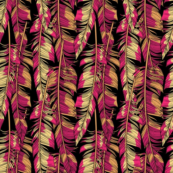Vecteur plumes brillantes motif sans couture — Image vectorielle