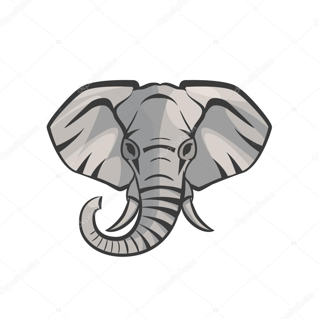 Elephant portrait. Vector icon for your design. Animal head isolated on white