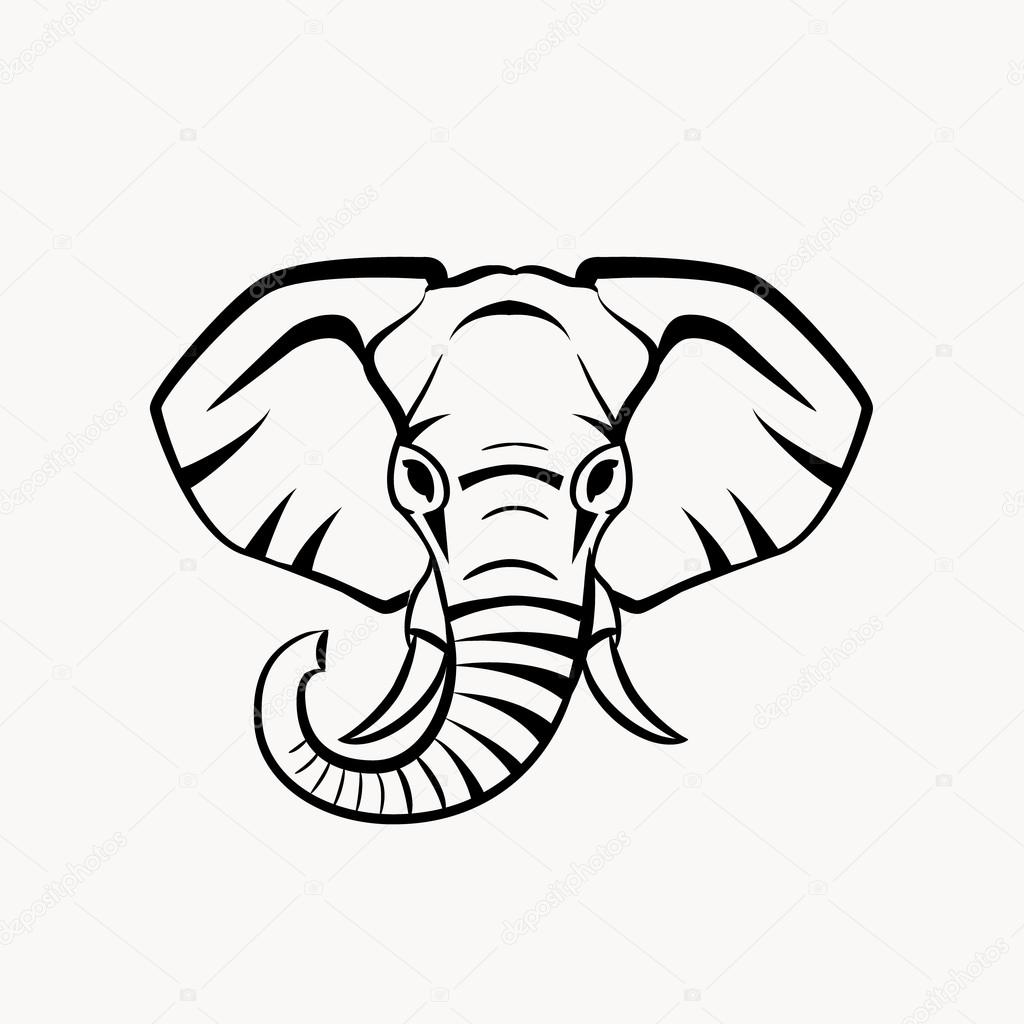 Elephant head, vector logo design element isolated on white