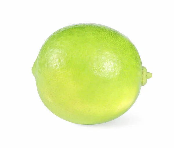 Geel Groene Verse Limoen Een Prachtige Natuurlijke Citrusvrucht Geïsoleerd Witte — Stockfoto