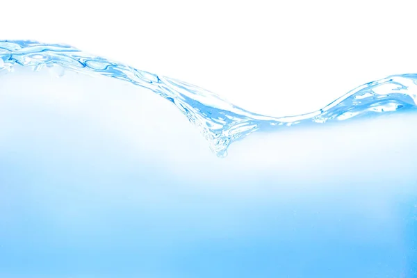 白い背景の上に自然の中で美しい泡を持つ澄んだ青い波の水の表面とスプラッシュ — ストック写真
