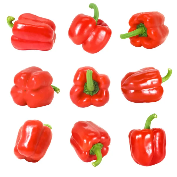 Uppsättning Färsk Sötpaprika Eller Paprika Ekologisk Röd Redo Att Äta — Stockfoto