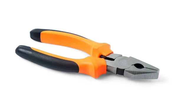 Close New Metal Pliers Orange Black Rubber Grip Used Bending — Stock Photo, Image