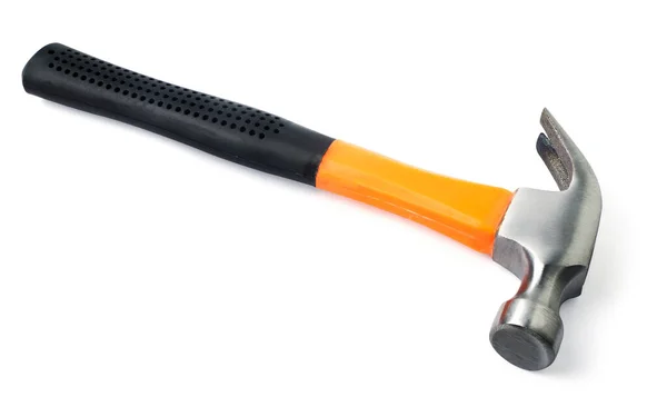 Close Orange Iron Hammer Medium Black Rubber Grip Tool Nailing — Stock Photo, Image