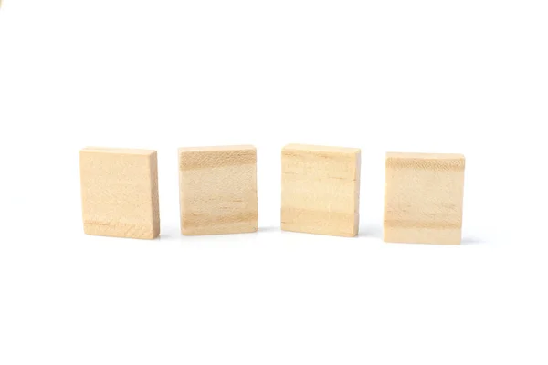 Four Wooden Blocks Isolated White Background — Stock Photo, Image