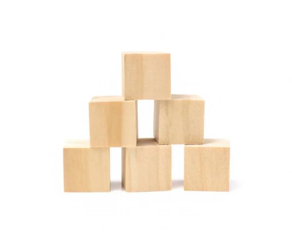 Geometrische Holzwürfelblöcke Isoliert Auf Weißem Hintergrund Spielzeug Für Kleinkinder — Stockfoto