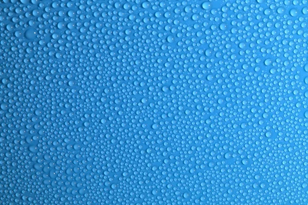 Surface Full Water Droplets Blue Background Selective Focus — Stock Photo, Image