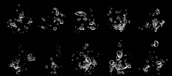 Set Water Bubble White Oxygen Air Underwater Clear Liquid Bubbles — Stock Photo, Image