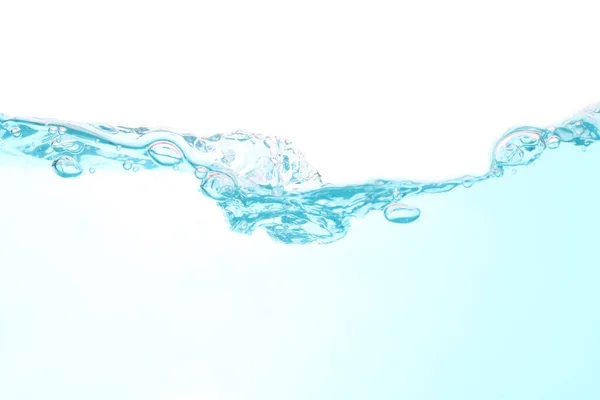 Water Wave Splash Clean Blue Bubbles Isolated White Water Background — Stock Photo, Image