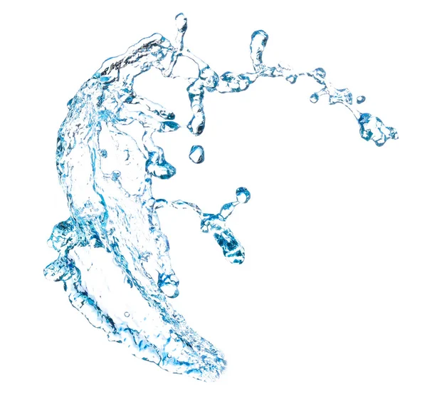 Блакитна Вода Бризки Красиві Бризки Чистої Води Ізольовані Білому Тлі — стокове фото