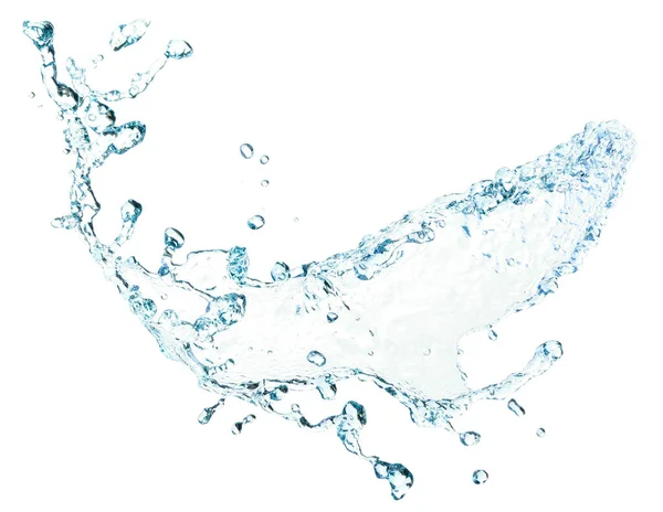 Salpicos Água Azul Bela Salpicos Água Limpa Isolado Fundo Branco — Fotografia de Stock