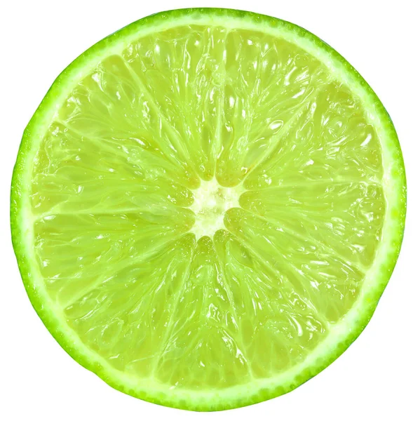 Top View Fresh Lemon Slices Juicy Green Fruit Close Isolated — Stockfoto