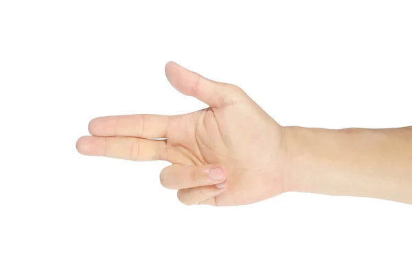 손가락을 가리키는 남성의 오른손 배경에 고립되어 — 스톡 사진