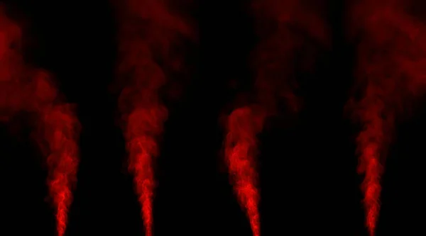 Set Close Red Smoke Spray Humidifier Isolated Black Background — Stock Photo, Image