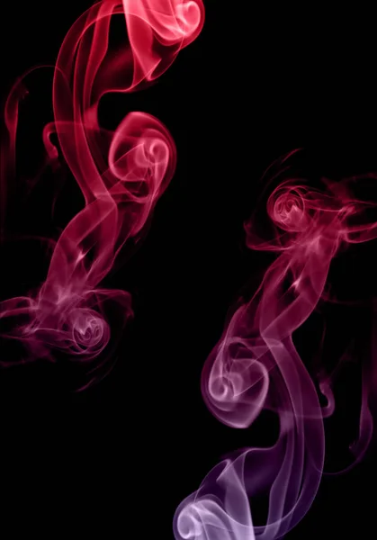 Swirling Movement Colorful Smoke Group Abstract Line Isolated Black Background — Stock Photo, Image