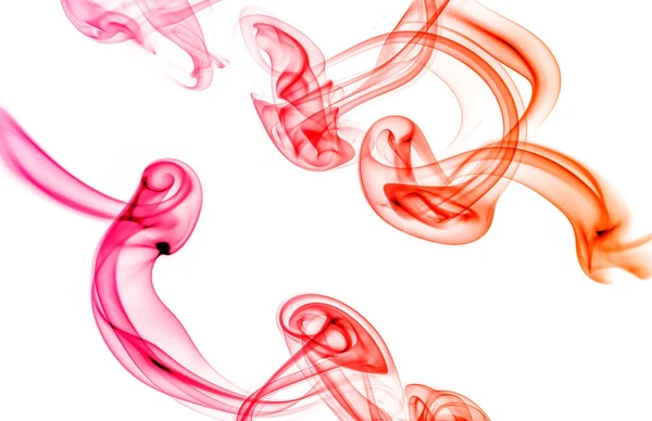 Swirling Movement Colorful Smoke Group Abstract Line Isolated White Background — Stock Photo, Image