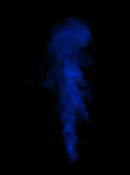 Primo Piano Fumo Blu Con Spray Umidificatore Isolato Sfondo Nero — Foto Stock